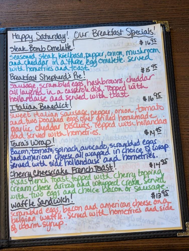 Tables at the Farm Menu